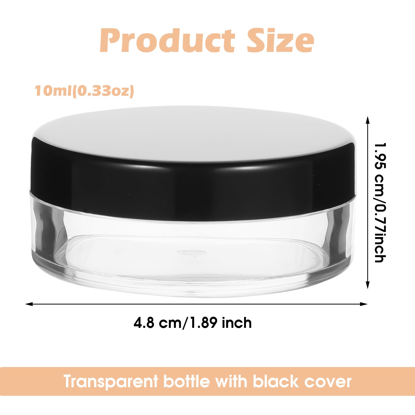 Josojoou 6pcs Refillable Makeup Powder Containers, 10ml Plastic, Leakproof Black Screw Lid, Compact Travel Case, Model 670410_1_OSgsJwD6