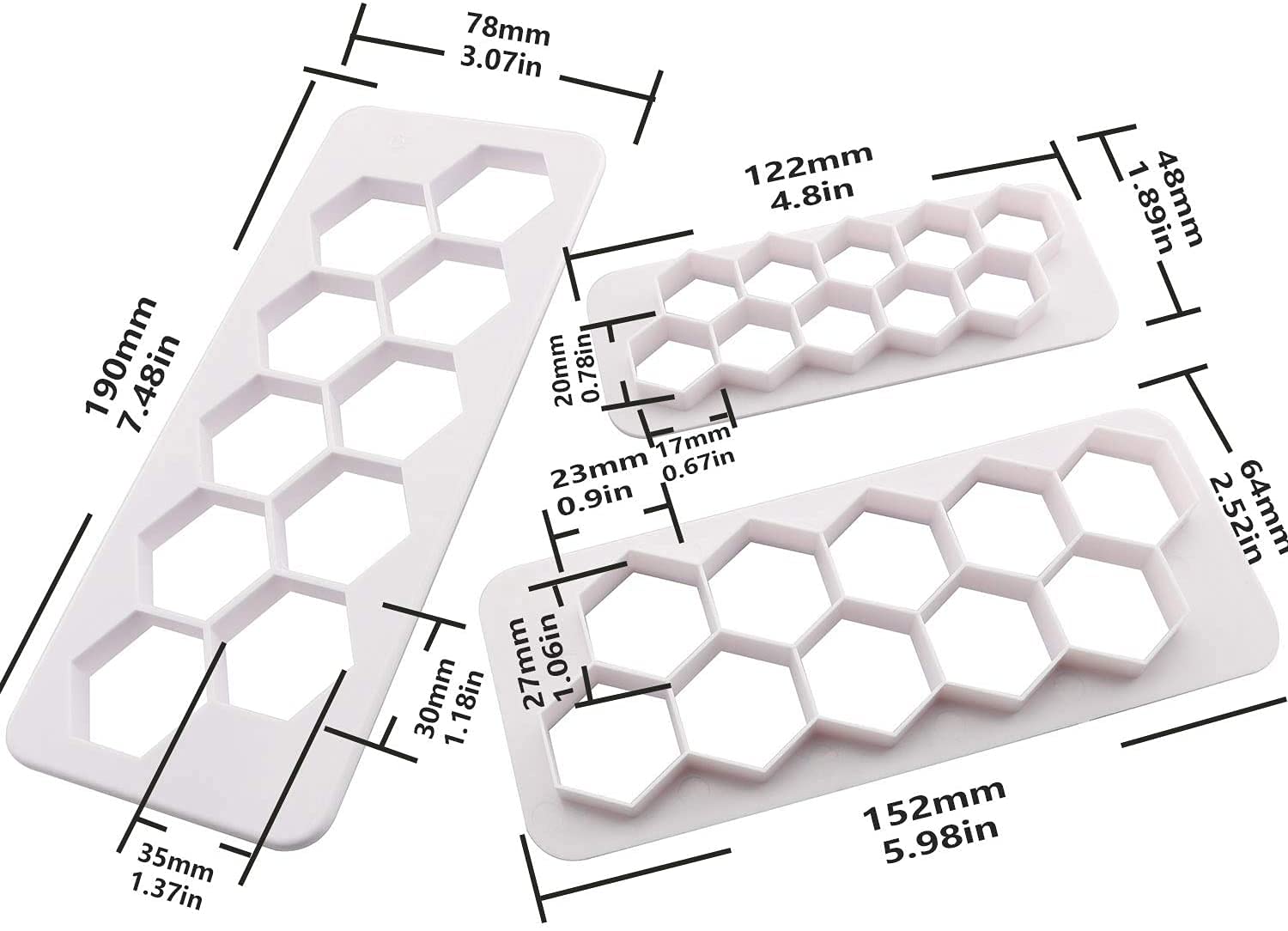 Longdex Hexagon Multi Cutter 3 Sizes White Hexagon Cookie Cutter Football Cake Fondant Cake Diy Decorative Mold