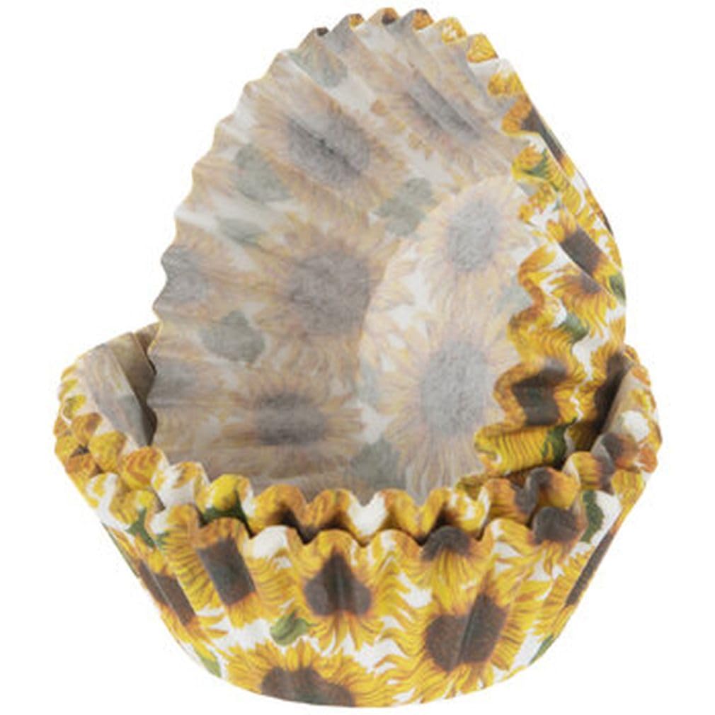 Autumn Sunflowers Decorative Baking Cups - Patterned Paper Liners For Cupcakes, Muffins (Standard Sized) - 50 Count