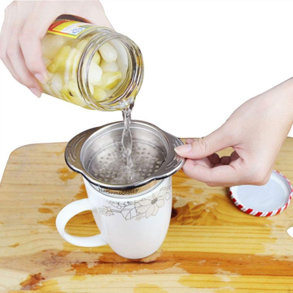 Sleek Stainless Steel Food Tuna Strainer Sieve Can Colander Press Lid Oil Drainer Remover For Daily Tuna, Vegetables, Beans And