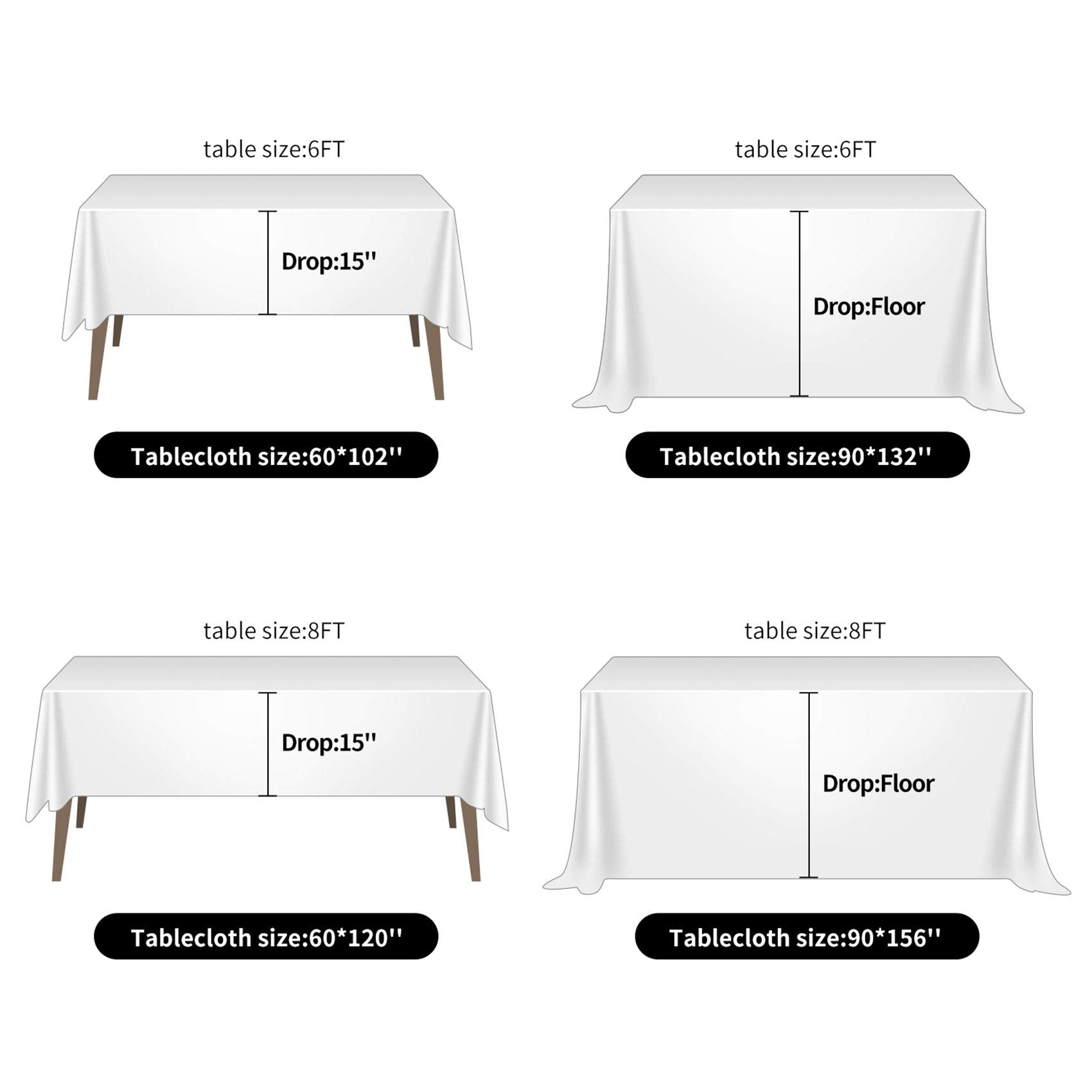 Ascoza 2Pack 60X102 Inch Gold Rectangular Tablecloth 6 Feet Table Cloth In Polyester Fabric For Wedding/Banquet/Restaurant/Parti