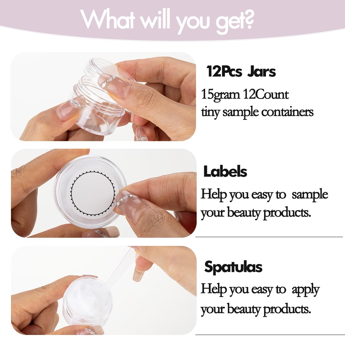 15 Grams Small Plastic Jars With Lids, 12 Pack Travel Cosmetic Containers, Empty Sample Jars With Lids, Body Butter Jars With Li