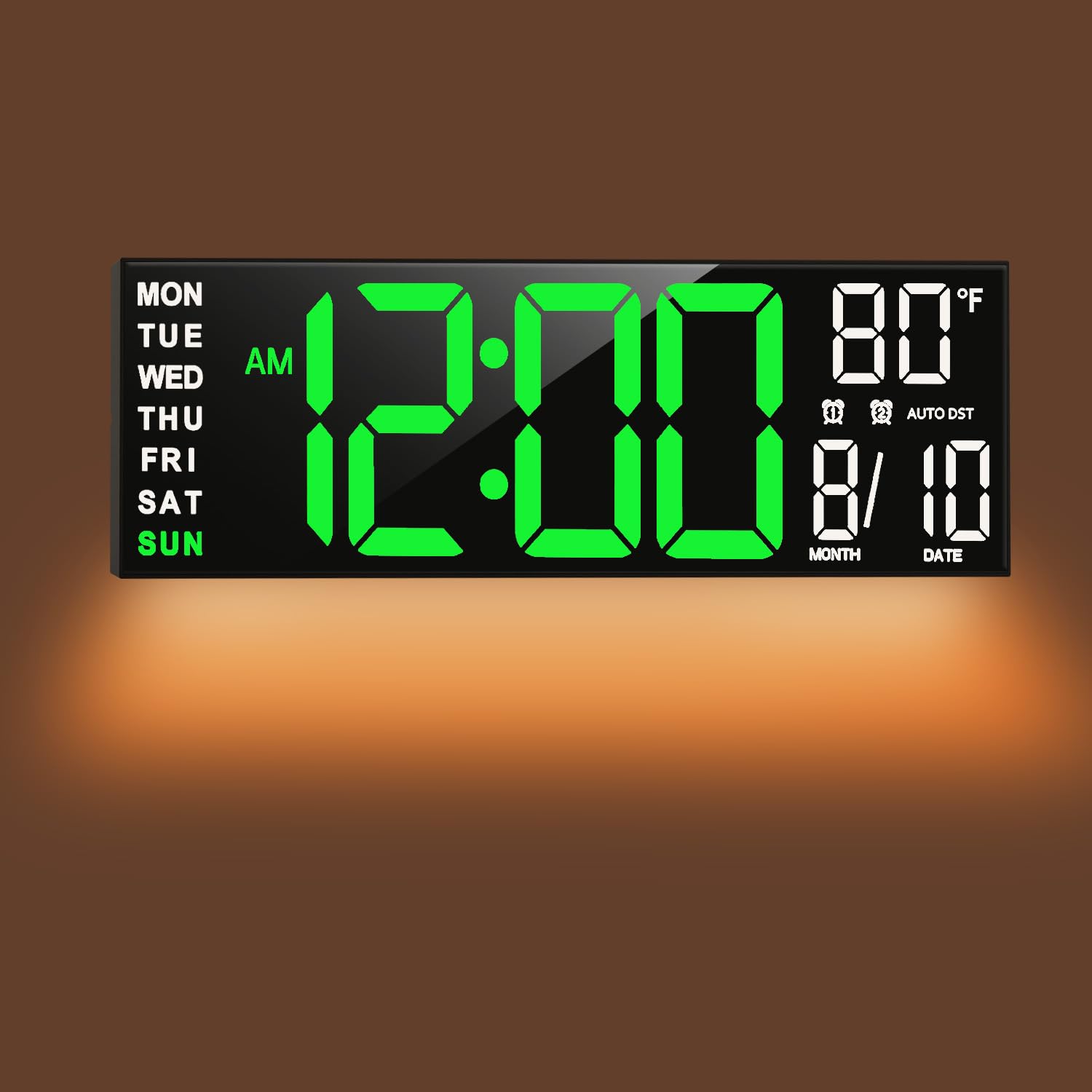 Trophyrak 16 Large Digital Wall Mount Clock, Count Down Timer, Alarm, Big Led, Rgb Color, Dst, Temperature For Living Room Class