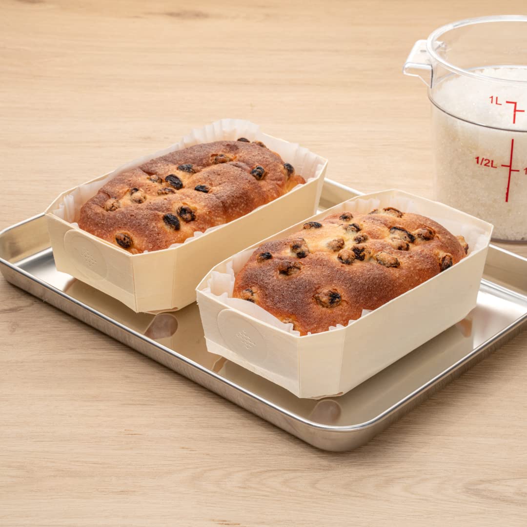 Restaurantware Taipei 34 Ounce Wooden Baking Molds 100 Oven Ready Disposable Loaf Pans - With Paper Liners Greaseproof Wood Cont