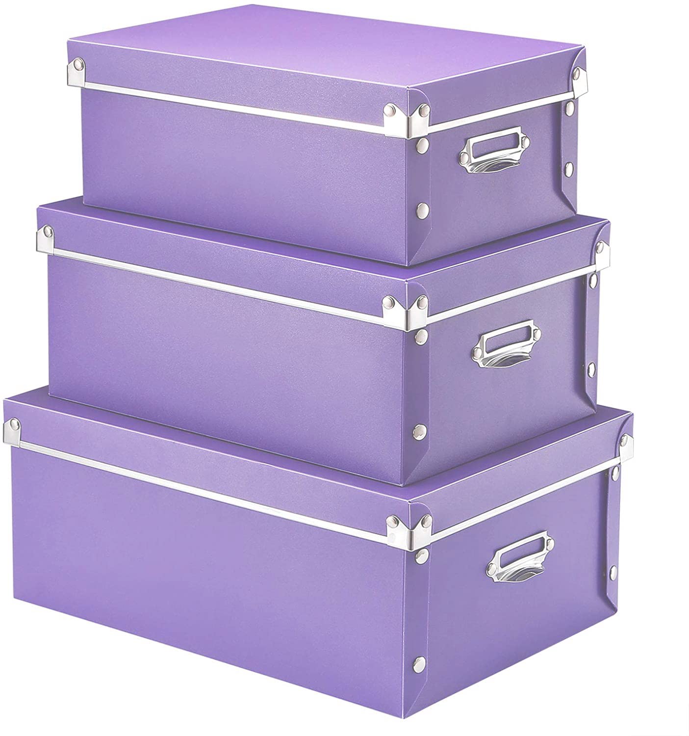 Xuchun Purple Storage Box, Office Storage File Boxes With Lids,Multiple Sizes Purple Foldable Plastic Storage Organizer For Clot