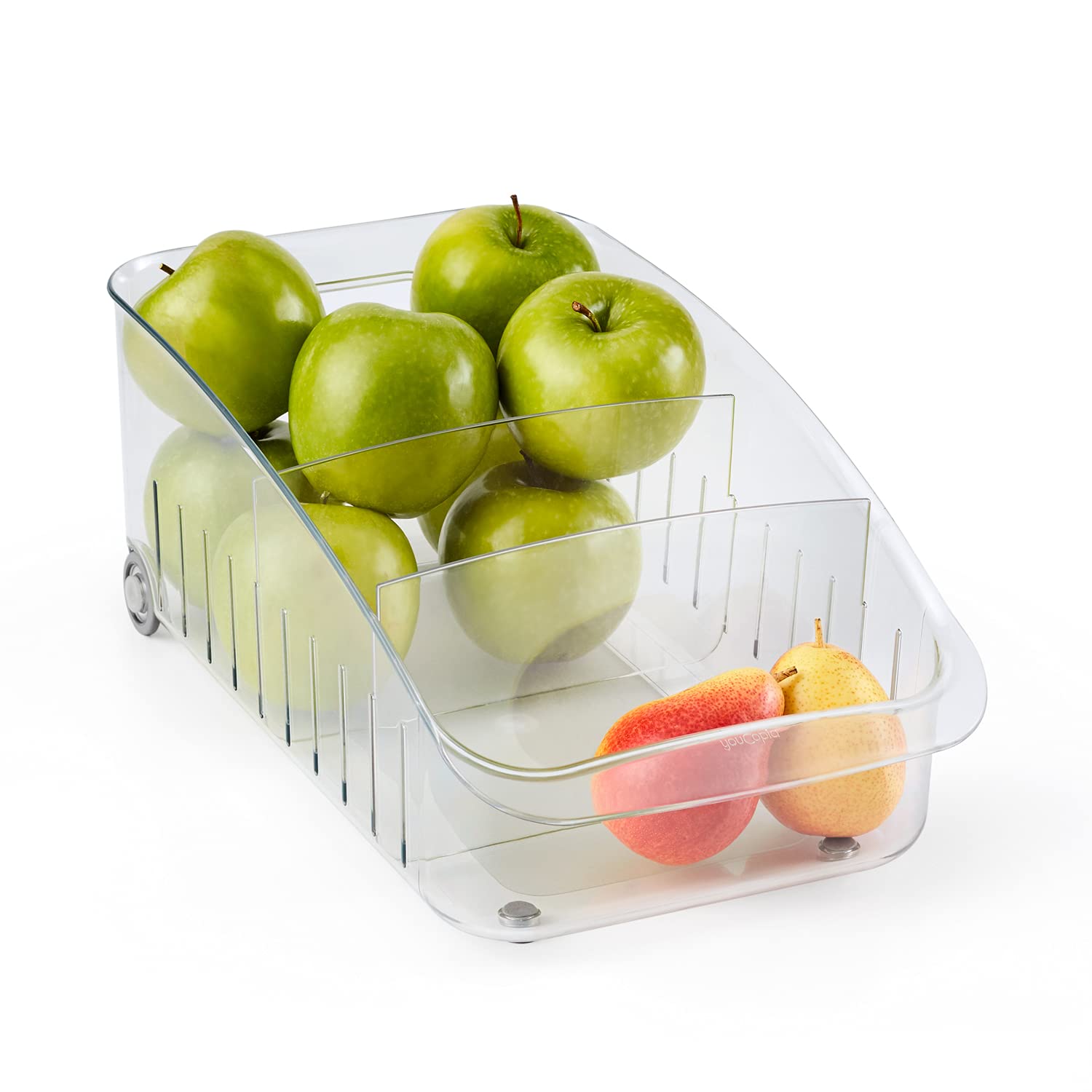 Youcopia Rollout Fridge Drawer 8'', Fridge Organizer And Storage, Clear Bpa-Free Refrigerator Bin With Adjustable Dividers