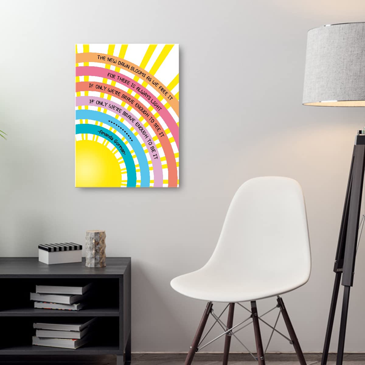 The New Dawn Blooms As We Free It Canvas Wall Art, Sunshine Feminism Motivational Canvas Poster Print For Feminist Teens College