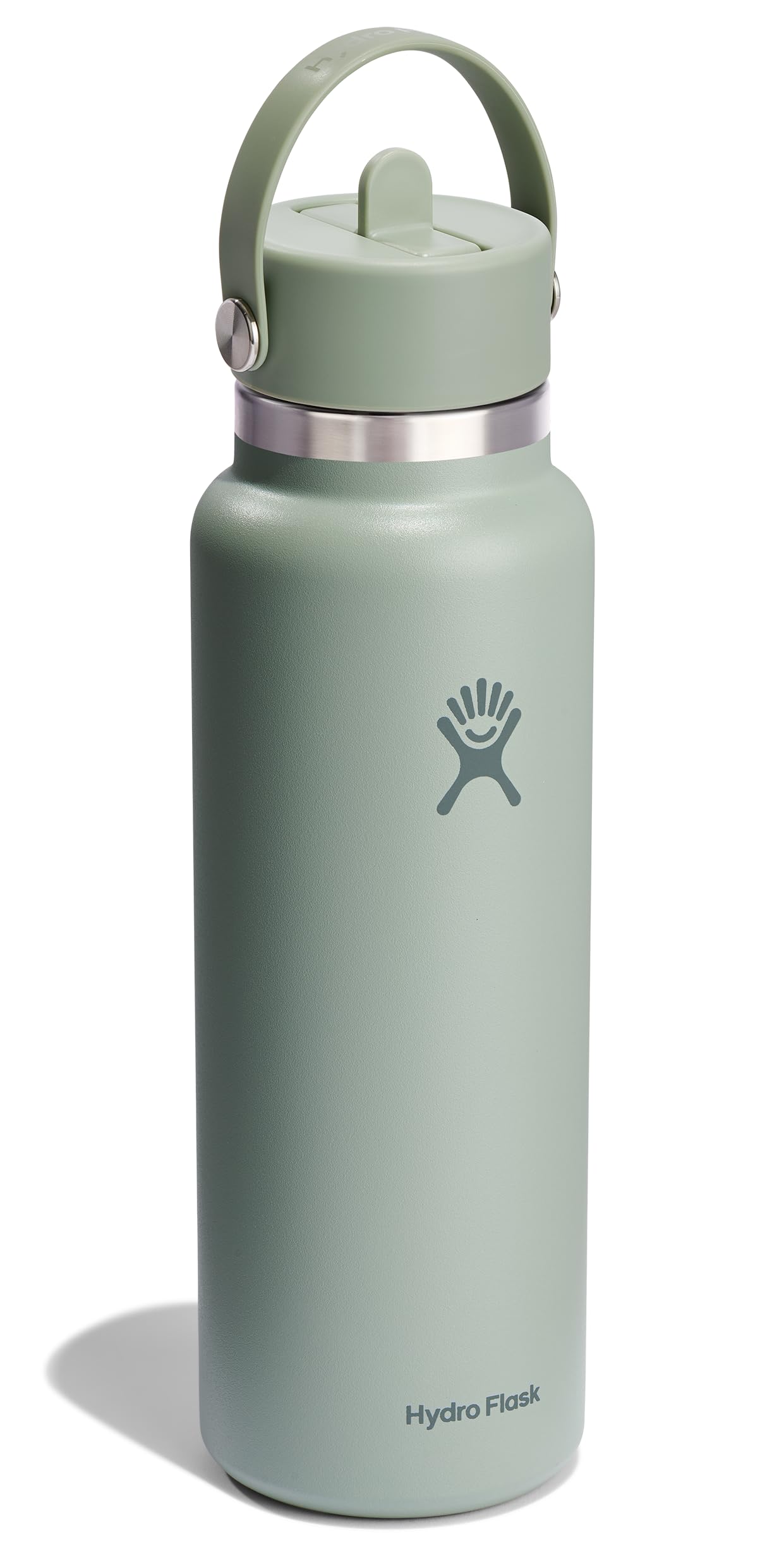 Hydro Flask Water Bottle - Insulated Stainless Steel - Wide Mouth Flex Straw Lid, Non Spill, Leakproof and Refillable in 40 Oz T