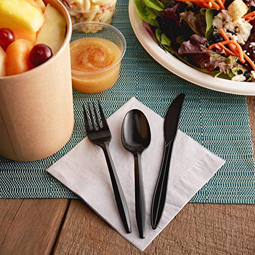 1000 Plastic Spoons Black Medium Weight | Plastic Cutlery Disposable Teaspoons Utensils | Bulk Durable Plasticware Cutlery | Gre