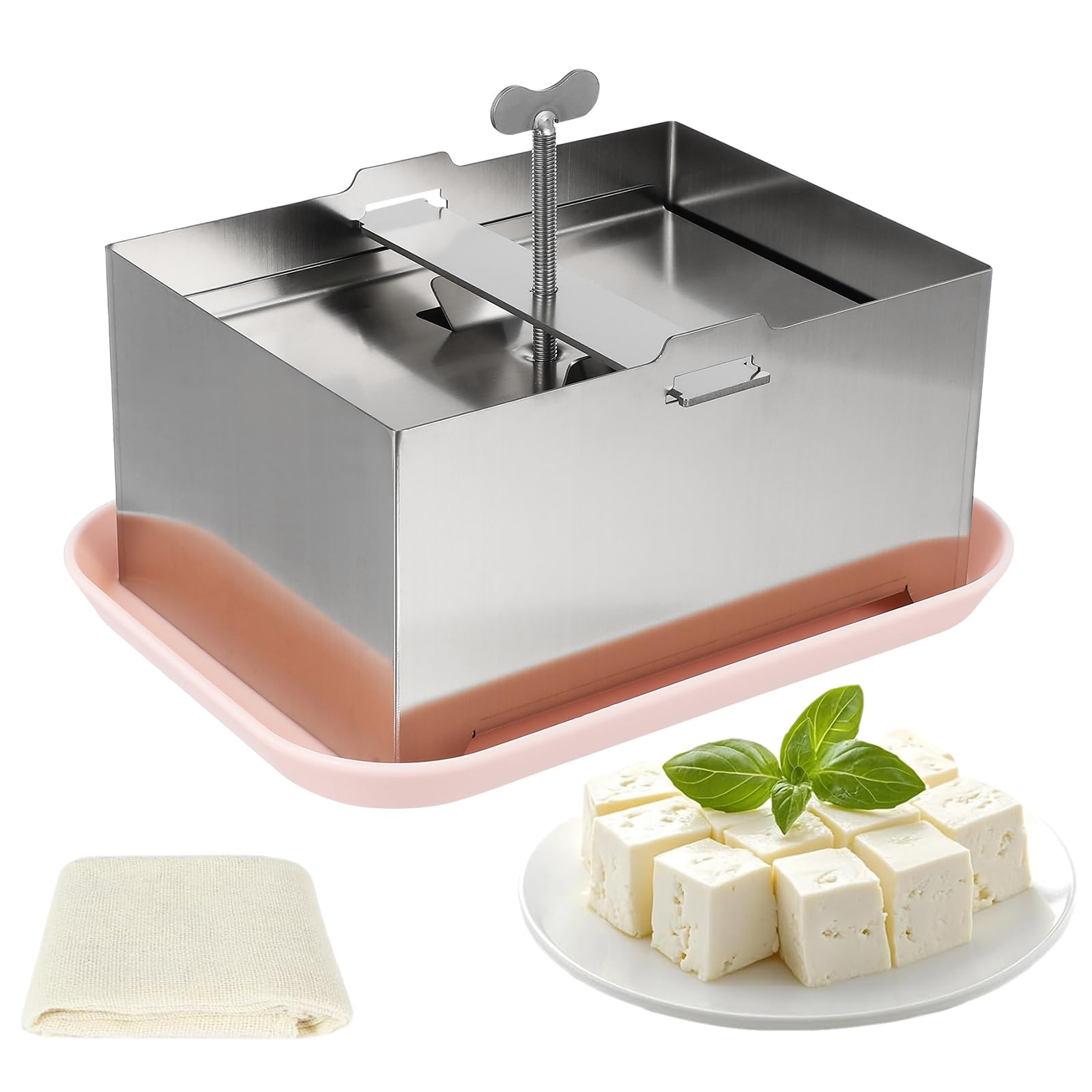 Hemoton Stainless Steel Tofu Press Mold 6.29X4.72X3.54In Homemade Tofu Maker Tool for Firm Bean Curd with Easy Wash Design and C