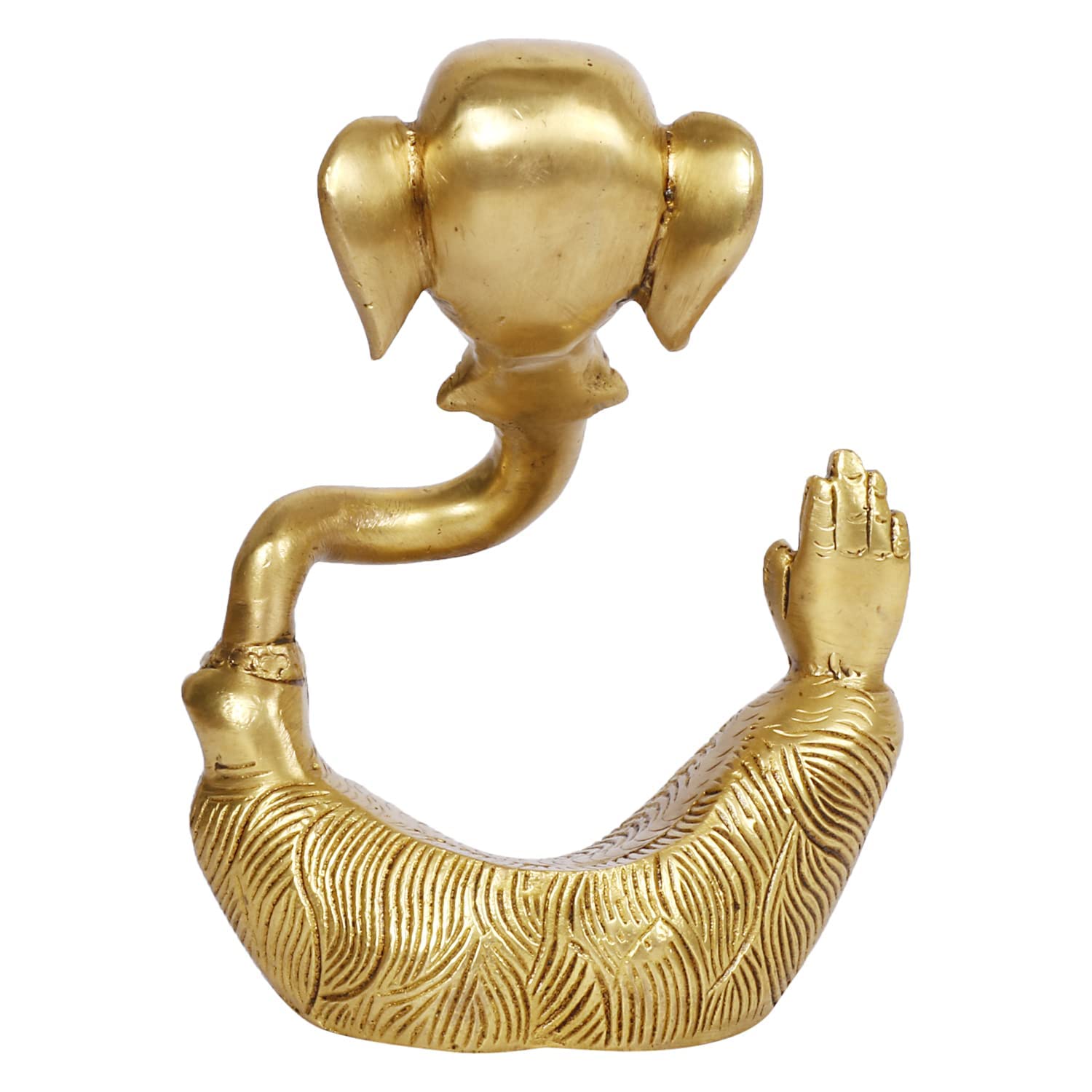 Kartique Brass Ganesh Trunk Abstract Idol Ganesha Bhagwan Statue Murti Decorated Ganpati Gift For Home Office Decor Good Luck Di