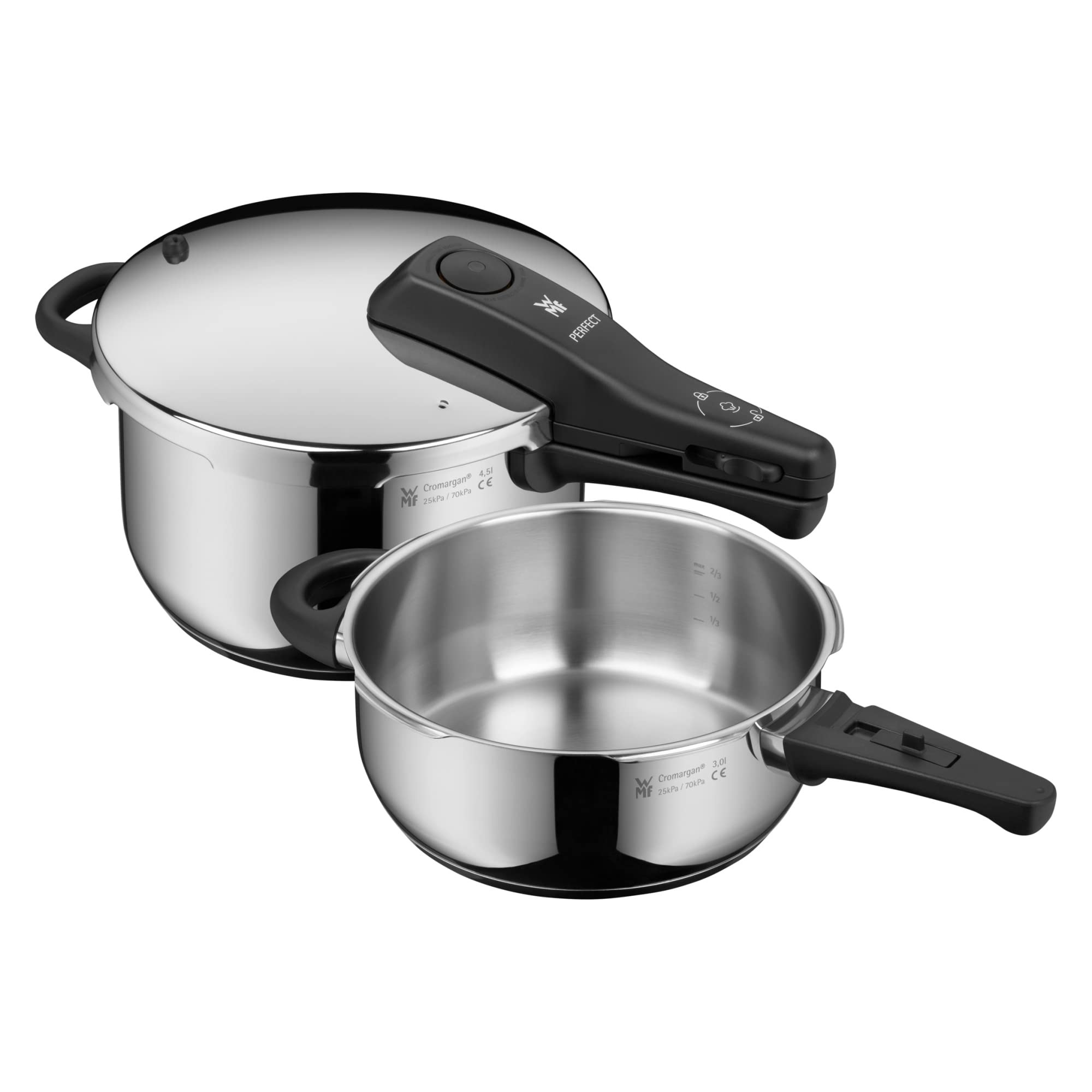 WMF Perfect Set with Quick Cooker Diameter 22 cm Diameter 4 Litres and Half + Body 3 Litres Cromargan Stainless Steel for Induct