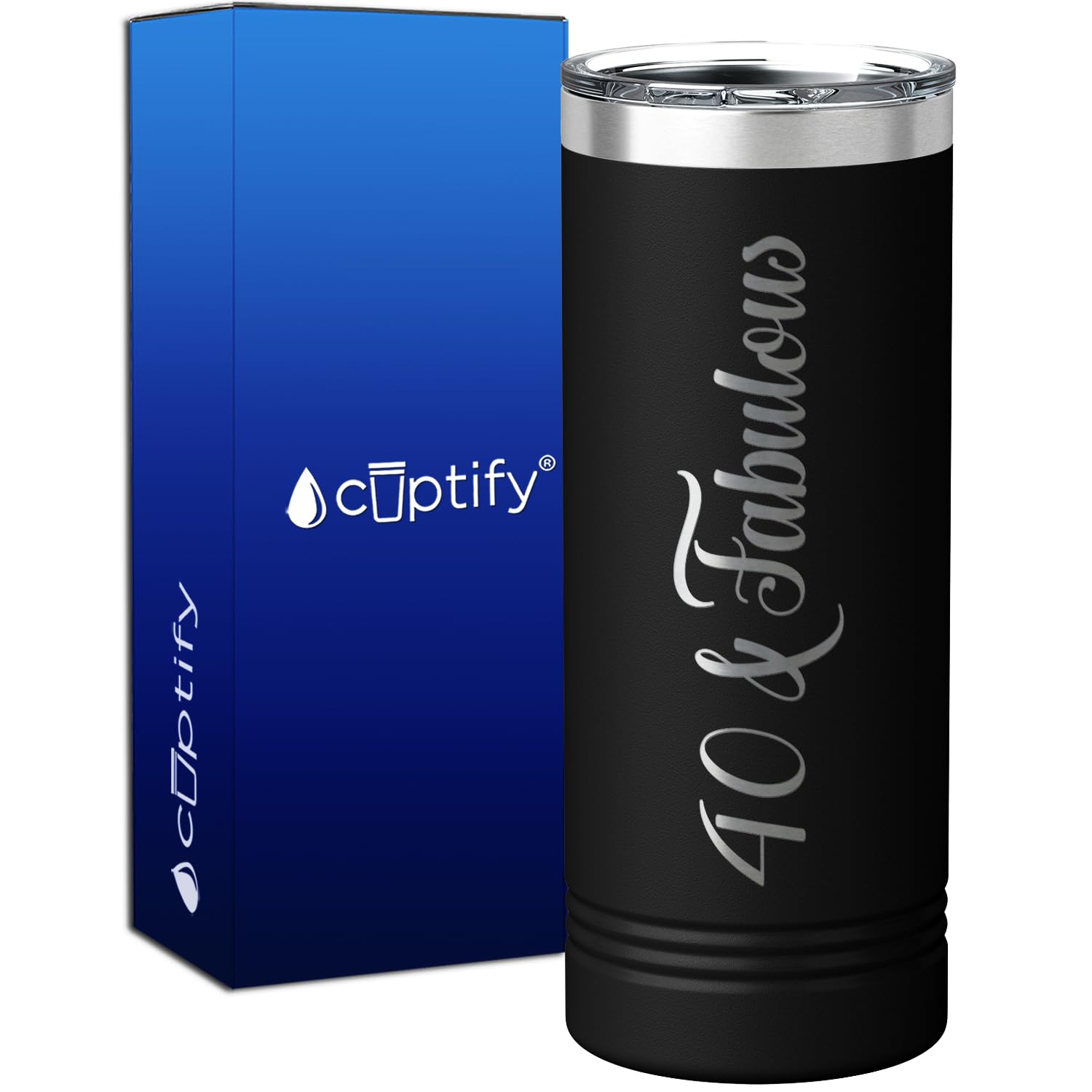 40 & Fabulous 22 Oz Skinny Tumbler 40Th Birthday Gifts For Women On Black Decorations Funny Present Vacuum Insulated Cup With St