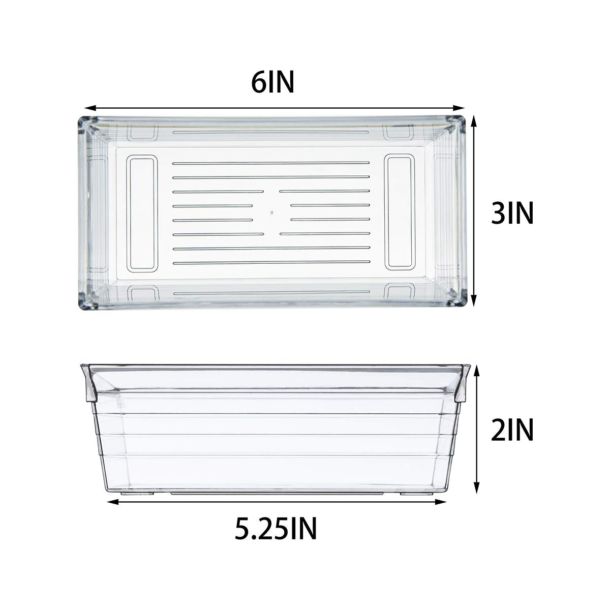 Backerysupply Clear Plastic Drawer Organizer Tray for Vanity Cabinet (6 ''   3 ''   2 '' Set of 8) Storage Tray for Makeup, Kitc