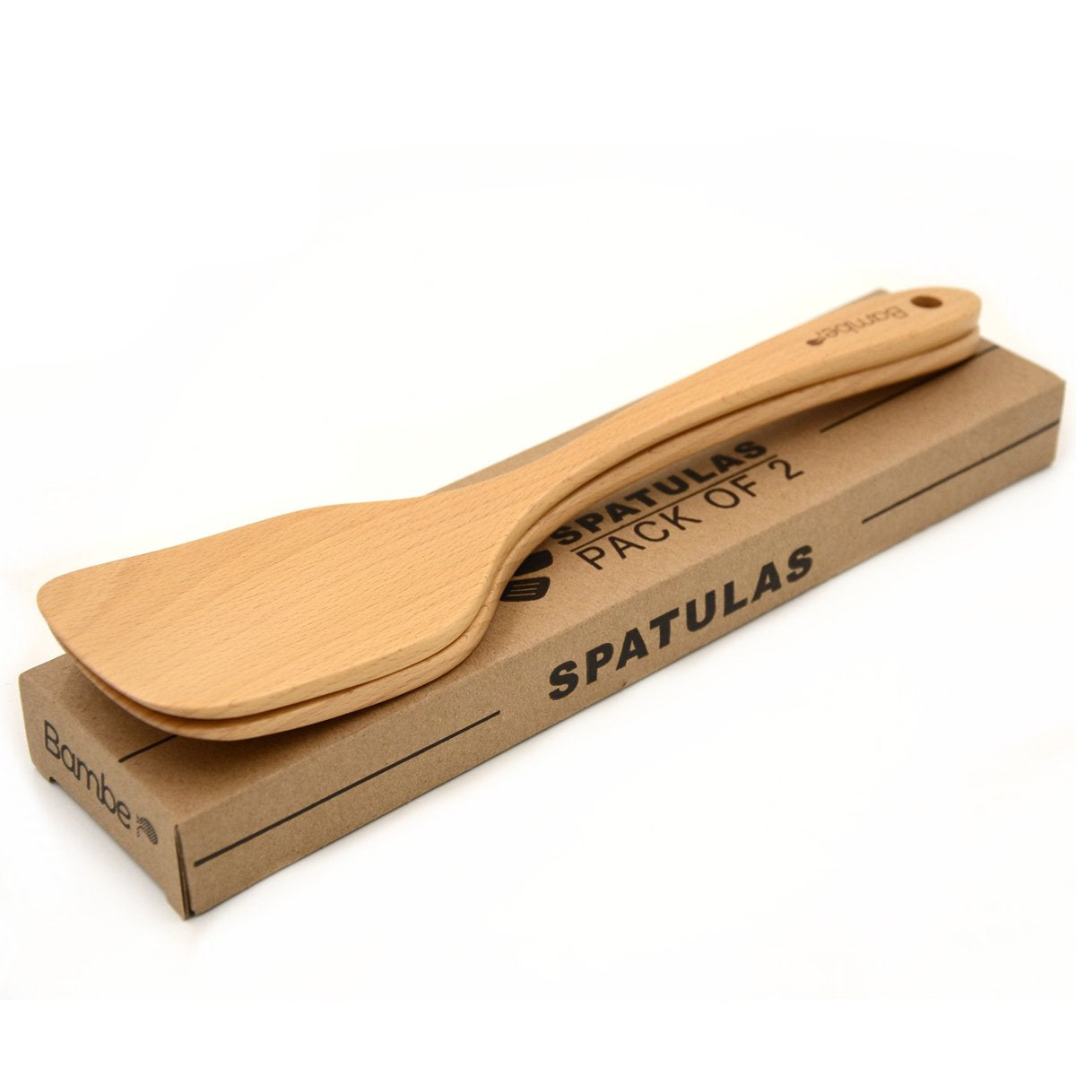 Bamber Wooden Wok Spatula Set Wood Turner For Non Stick Cookware, Pack Of 2