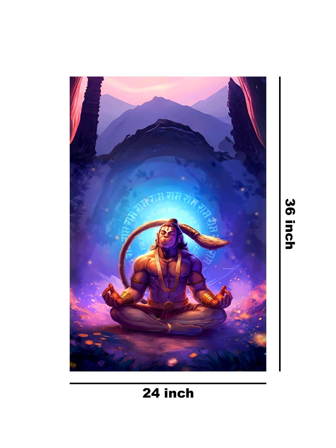999Store Hanuman Meditation Canvas Painting In Vibrant Colors - Spiritual Wall Art For Meditation Spaces(24X36 Inch_ Canvas) Flp