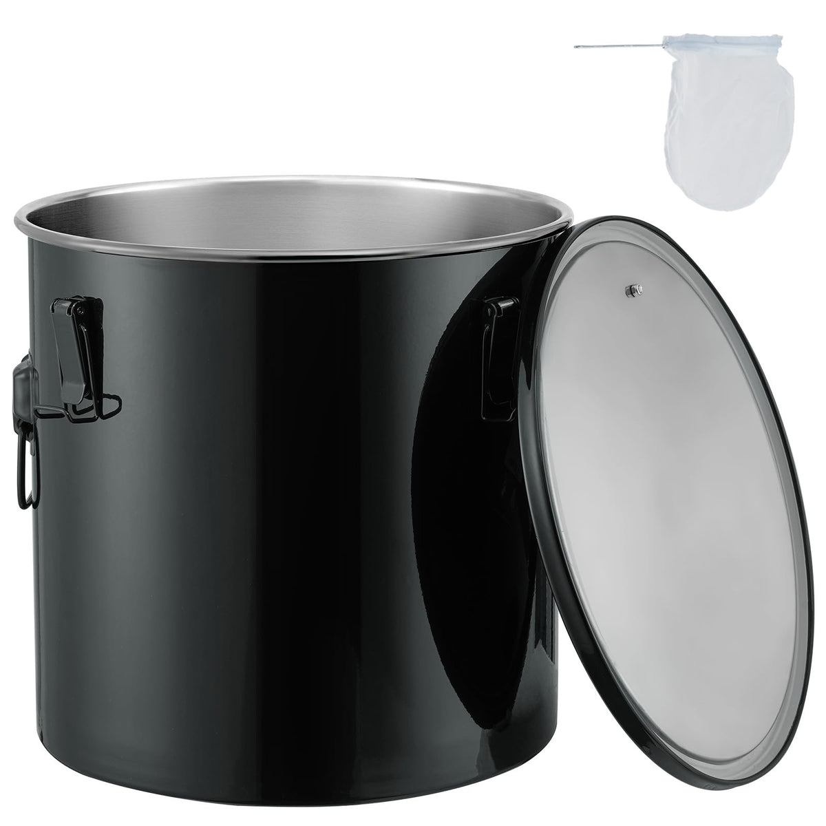 Vevor Fryer Grease Bucket, 10 Gal Oil Disposal Caddy Stainless Steel Fryer Oil Bucket Rust-Proof Coating, Oil Transport Containe