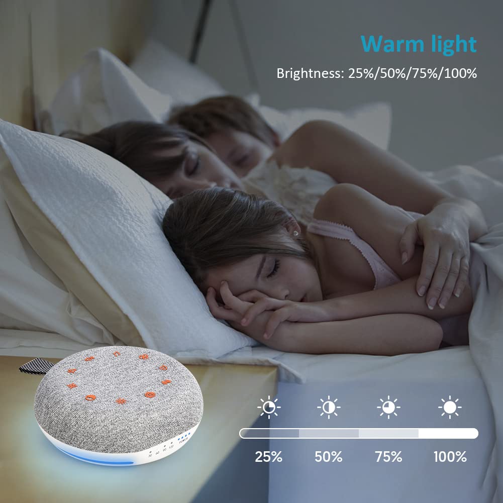 Heavtuen,White Noise Machine,Portable Sound Machine With 40 Soothing Sounds, Usb Rechargeable,Sleep Sound Timer & Night Light Fo