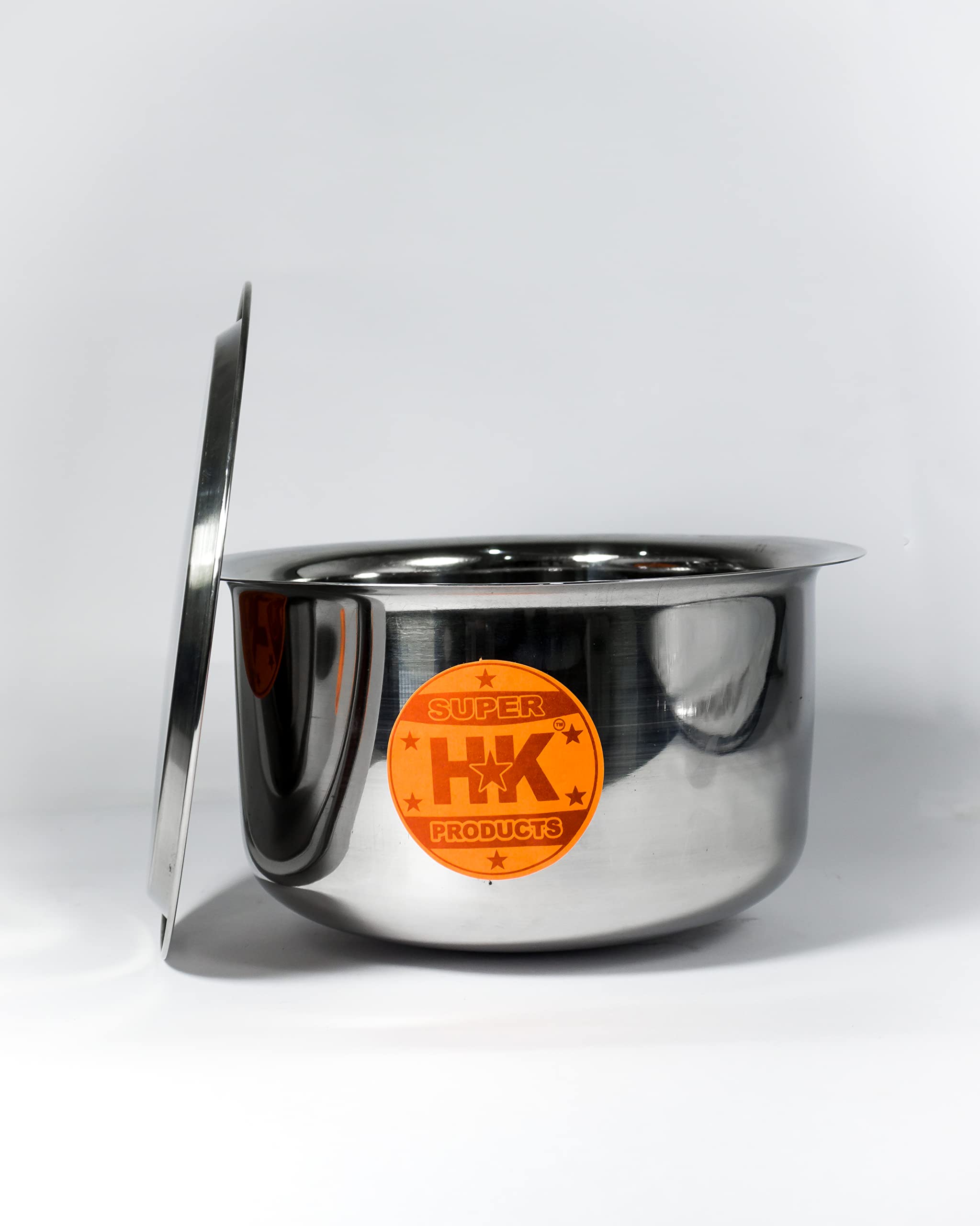 Super Hk Round Bottom Patila/Bhagona/Tapeli/Handi Stainless Steel With Lid (4 Litre)