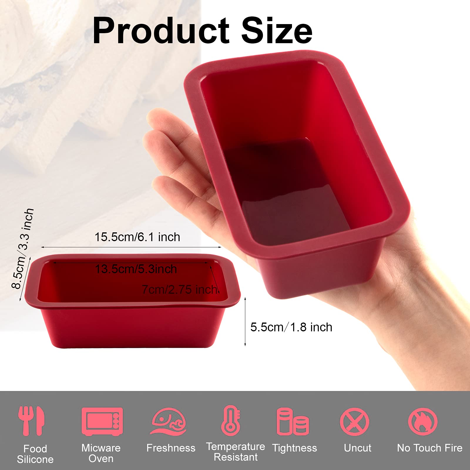 Silicone Mini Loaf Pan Set Of 4, Nonstick Easy Release Rectangle Silicone Mini Cake Pan For Baking Bread, Flexible Bpa Free Sili