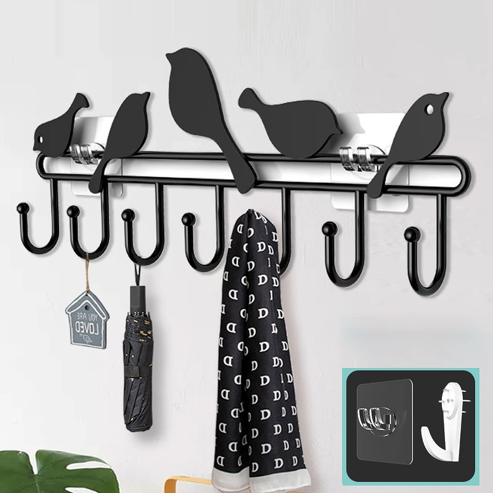 Wolpin Over The Door Hook Hanger Wall Organiser Removable Hook Rack For Hanging Towel | Clothes Hanger | Multipurpose Hook Rail 