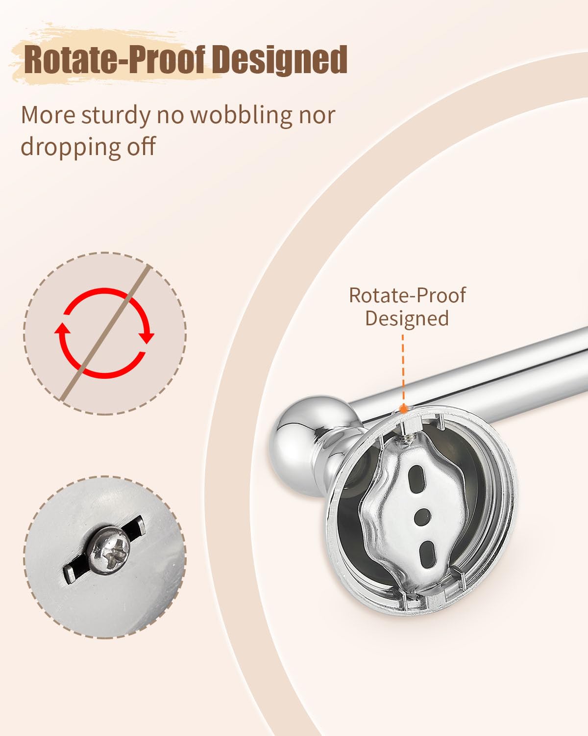 Sagetta Bathroom Hardware Set, 5 Pcs Bath Accessories Set Wall Mount Includes 20 In Towel Bar, 15.35 In Towel Bar, Towel Ring, T