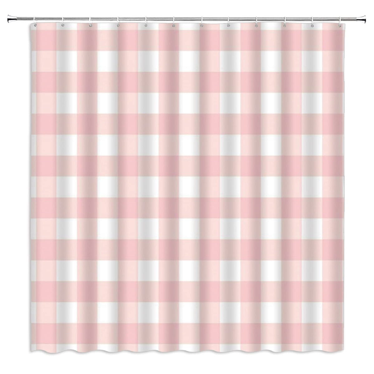 Zkjsmgs Geometric Plaid Shower Curtain Checkered Modern Geometry Pink White Buffalo Check Boho Square Blush Bathroom Home Curtai
