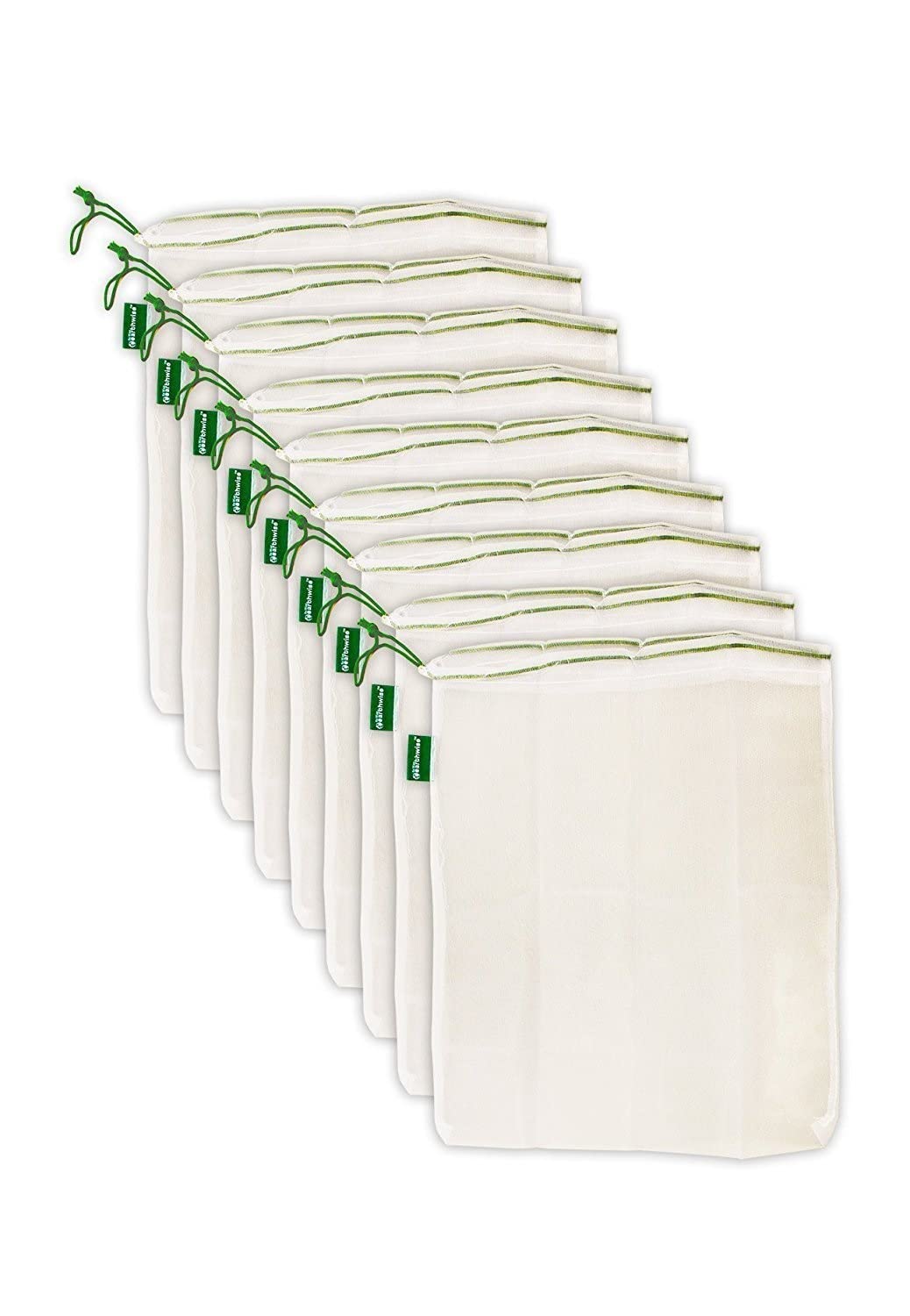 Earthwise Reusable Mesh Produce Bags - Washable Set Of 9 Premium Bags, Transparent Lightweight, Strong See-Through Mesh For Shop