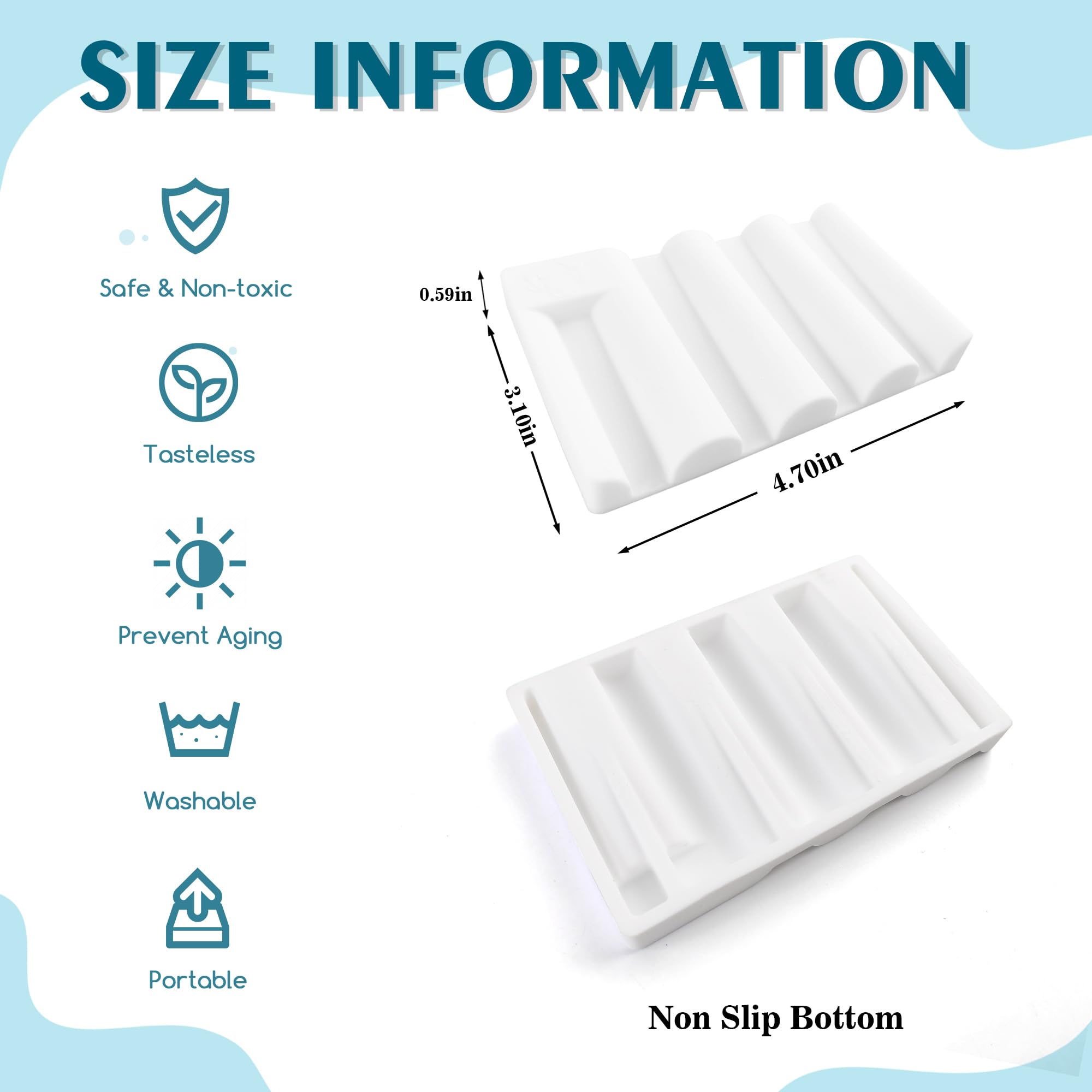 Silicone Soap Dish With Wave Design, Non-Slip, Quick-Drying, Perfect For Bathroom, Kitchen, And Sink Areas (2, White1)
