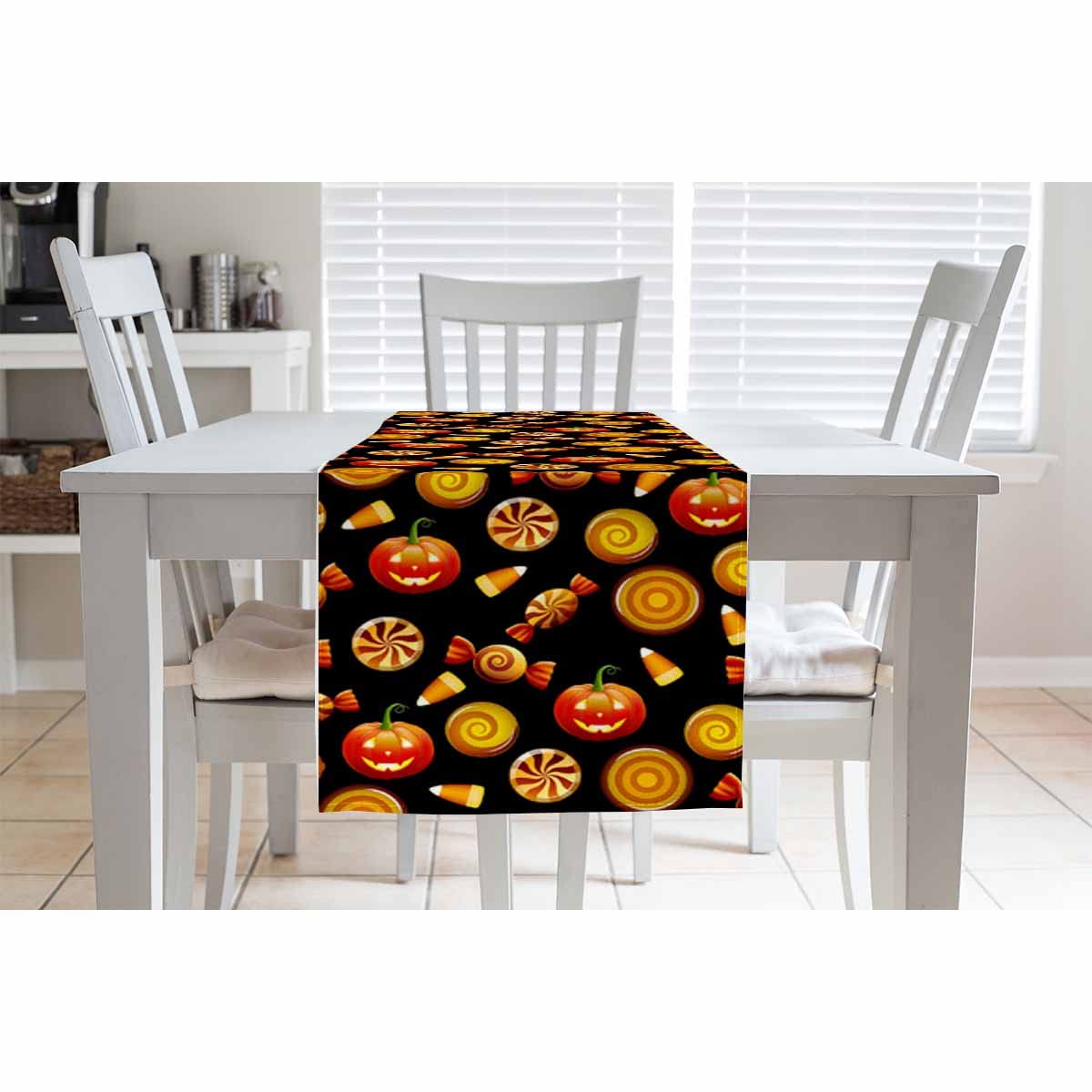 Hosnye Table Runner Halloween Sweets Candy Corn Pumpkins,Cotton Linen Table Runner Decoration For Kitchen Family Dinner Table Ho