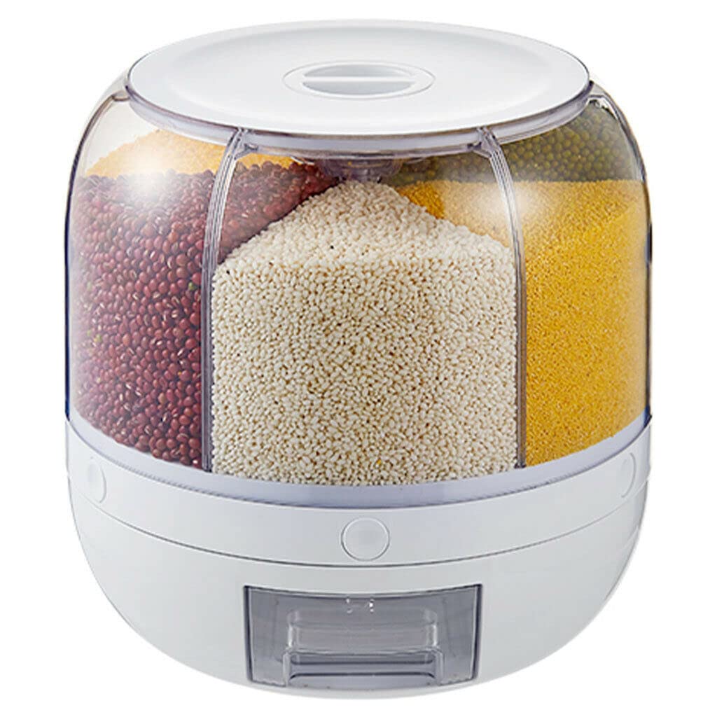 Kitchen Dry Food Rice Container 6Grid Cereal Dispenser Storage Box