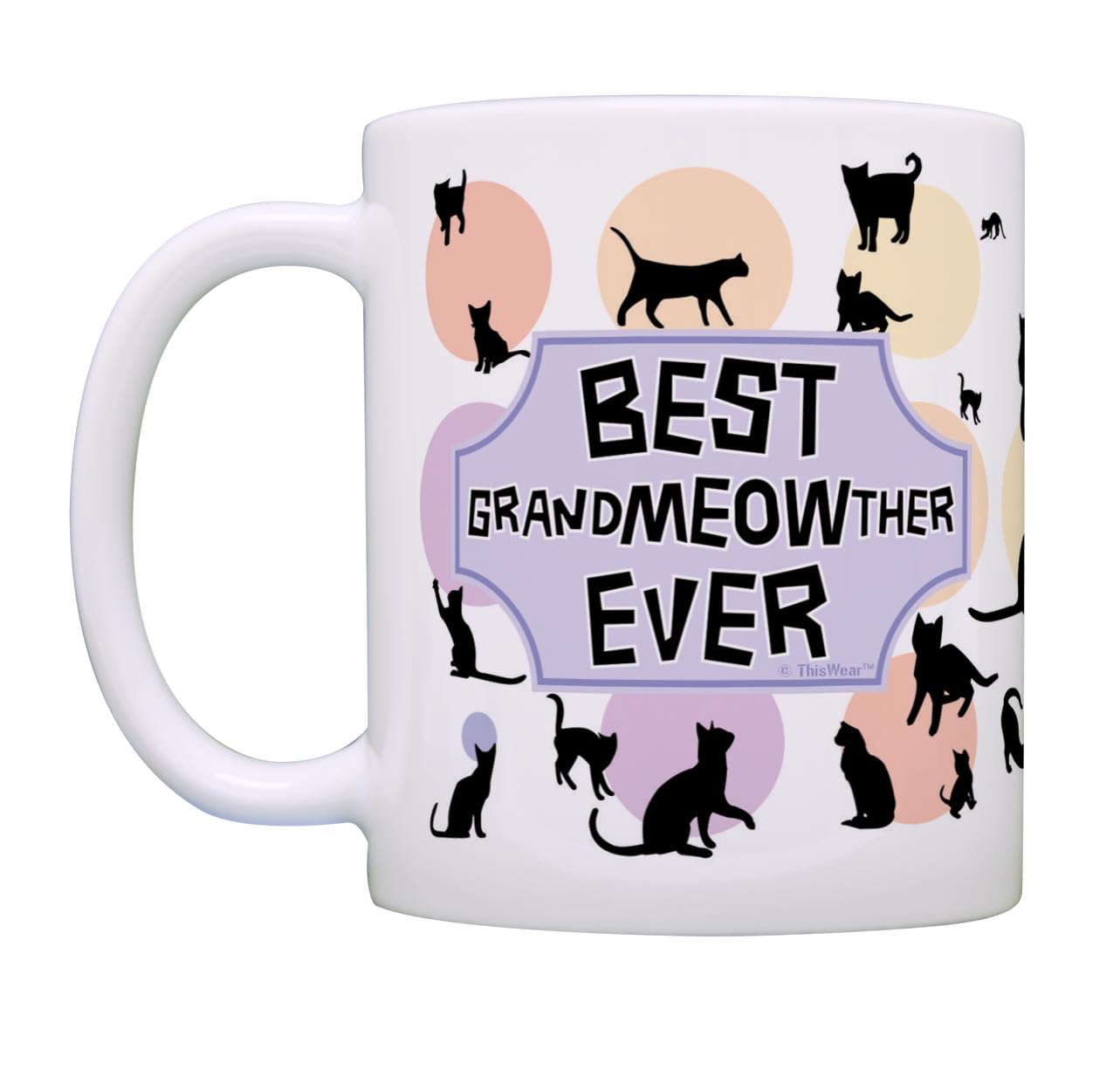 ThisWear Cat Themed Gifts Best Grandmeowther Cat Cup Cat Related Gifts Cat Grandma Coffee Mug Tea Cup Multi