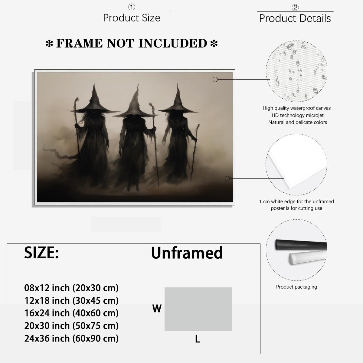 Creepy Witch Decor Vintage Halloween Wall Decor Three Witches Posters Retro Wall Art Horror Witchy Decor Aesthetic For Room Deco