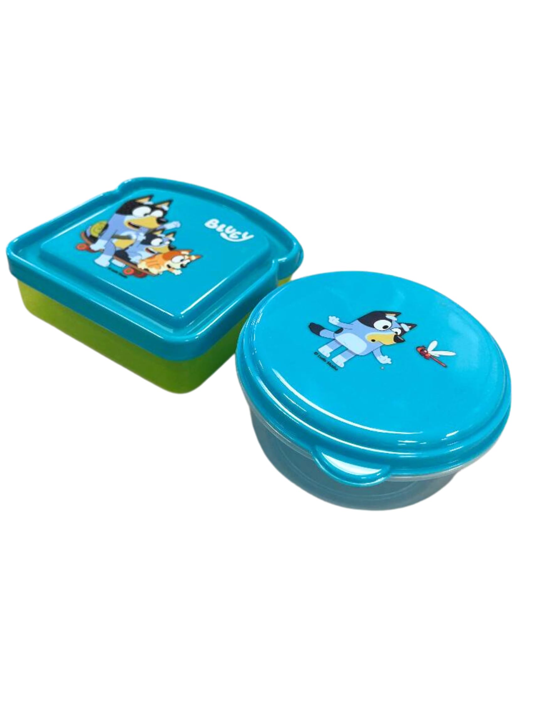 Greenbrier Bluey Lunch Box Set - 2 Piece Kit, BPA Free Plastic, Includes Sandwich Container & Snack Bowl, Blue