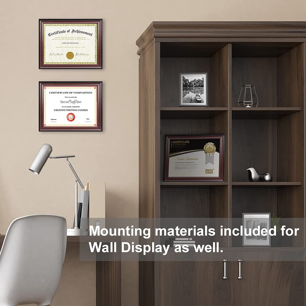 Memory Island 8.5x11 Document frames,Real Glass Fronts, 4 Pack Certificate Frames for Wall Or Tabletop Display,Diploma Frames Fo