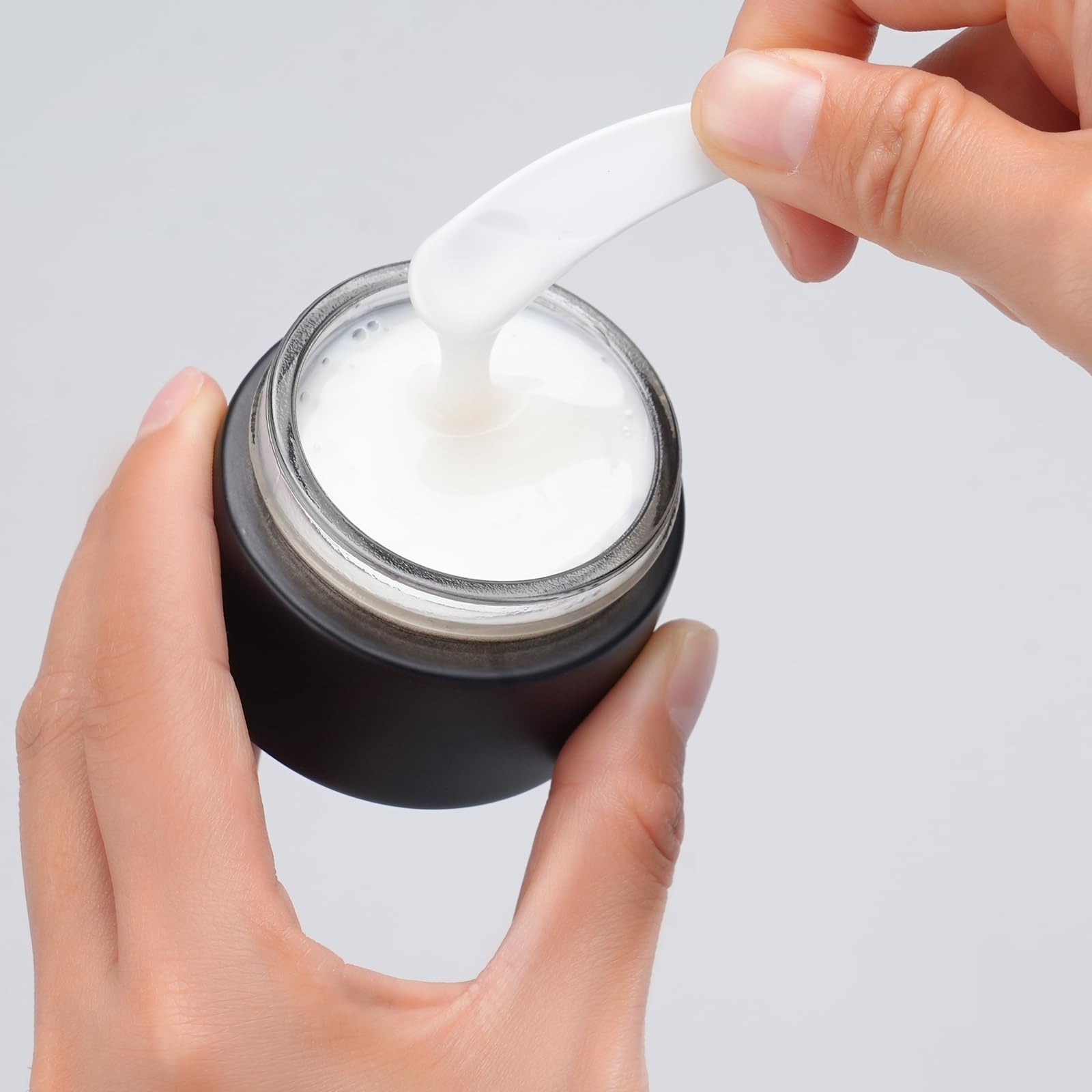 Overnews 2Oz Amber Glass Jar Travel Size, 4Pcs Empty Cosmetic Lotion Container With Black Lid & Spatula, Small Mini Jar For Beau