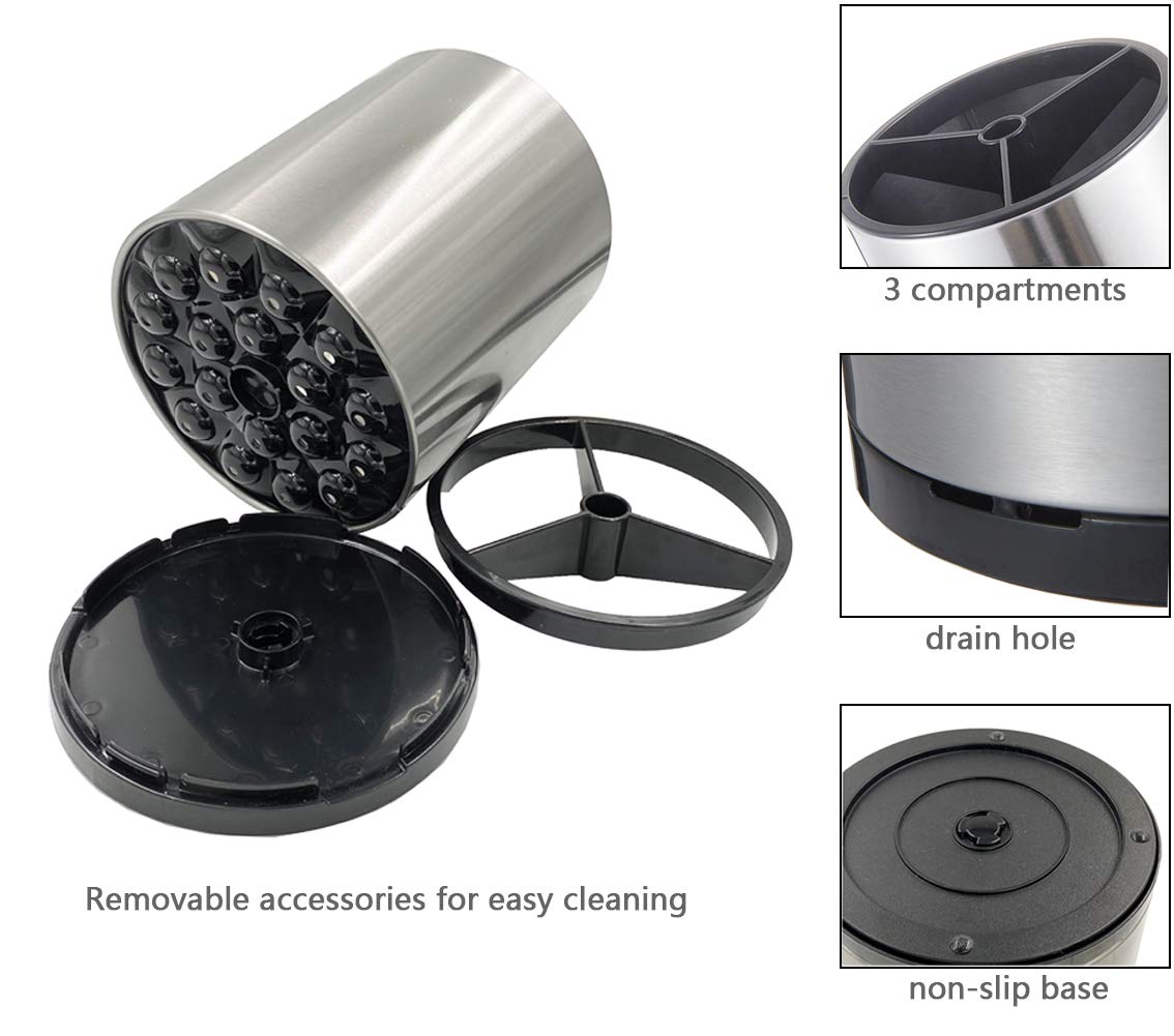 Wskc Stainless Steel Rotating Utensil Holder, 6.2L X 6.2W X 8H