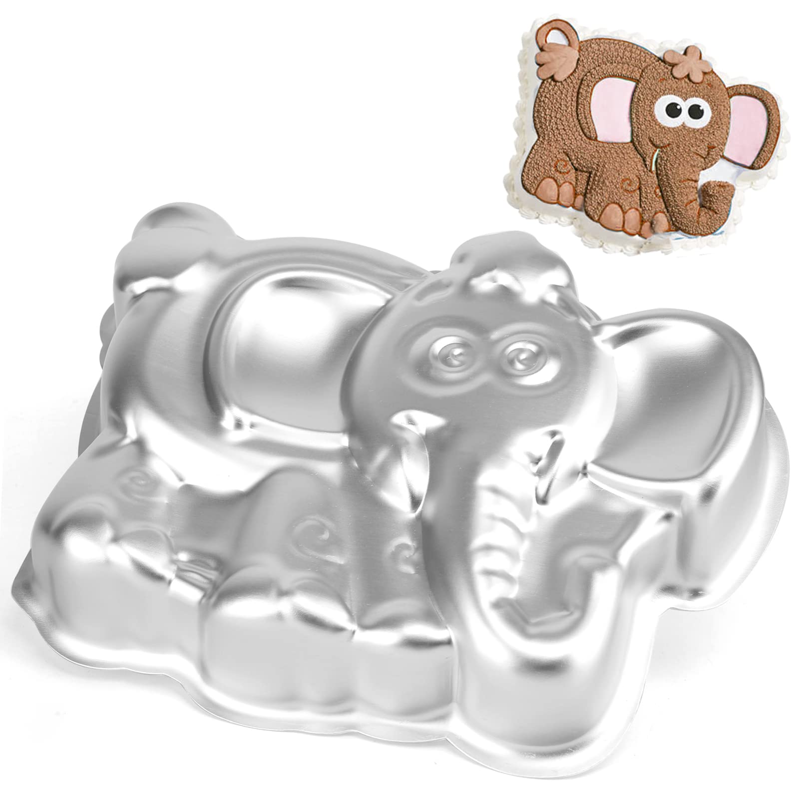 Pormasbenzer 10-Inch Elephant Shaped Cake Pan Mould Aluminum 3D Animal Diy Cake Baking Pan For Birthday, Anniversary, Party, Chr