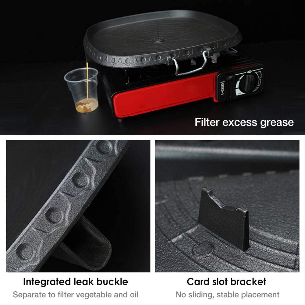 Airoka Korean Bbq Non-Stick Square Grill Pan With Natural Material 6 Layer Coating Easy Grease Draining 11.8 Inch Gas Range Gril