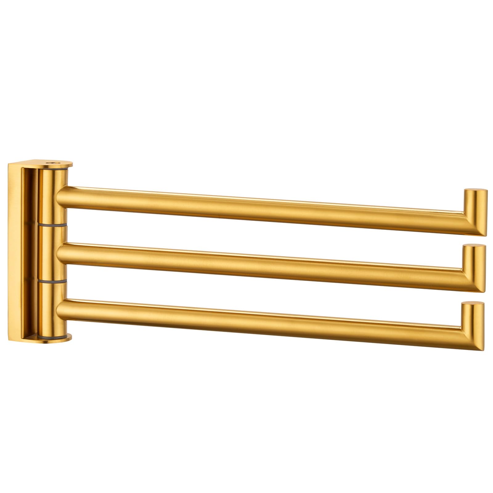 Angle Simple Hand Towel Holder 3 Bars, 304 Stainless Steel Swivel Bathroom Towel Bar, Folding Face Towel Rack Brushed Gold