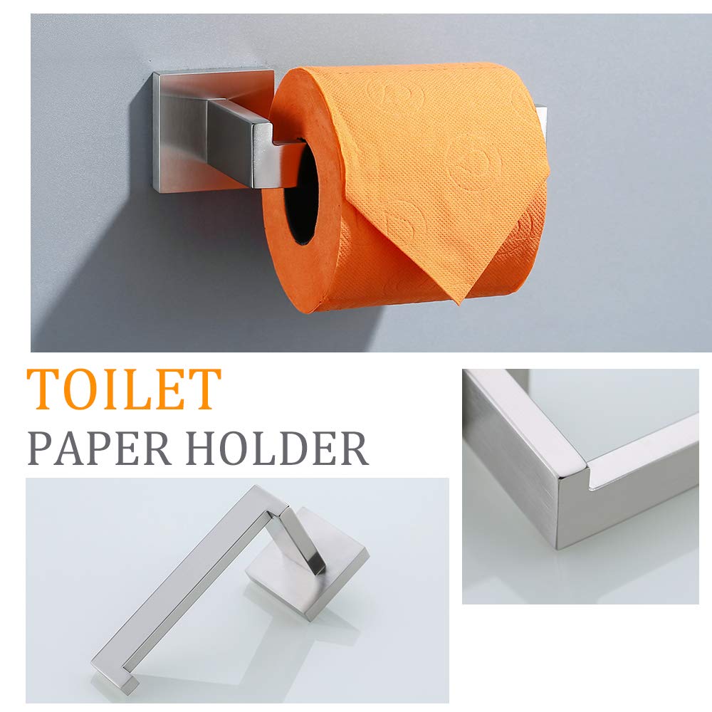 Turs 3-Piece Bathroom Accessory Set Sus 304 Stainless Steel Rustproof Toilet Paper Holder Towel Bar/Holder Robe Hook Wall Mount,