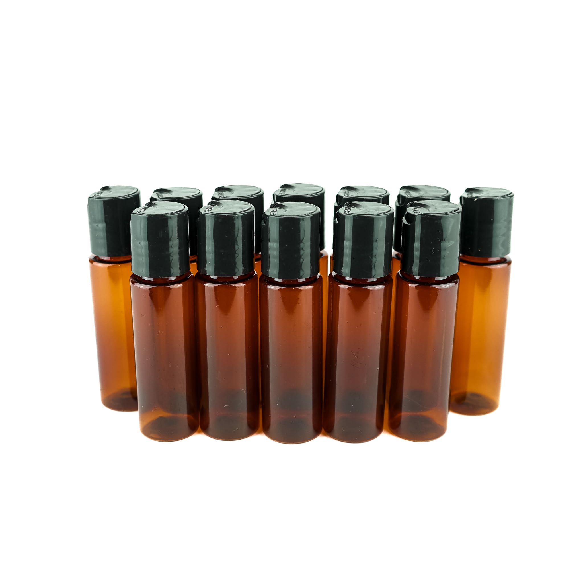 Nature Packaged Plastic Amber Bottles (Pack Of 12) - 2Oz Amber Plastic Bottle With Screw Caps; Used As Reusable Shampoo Bottles,
