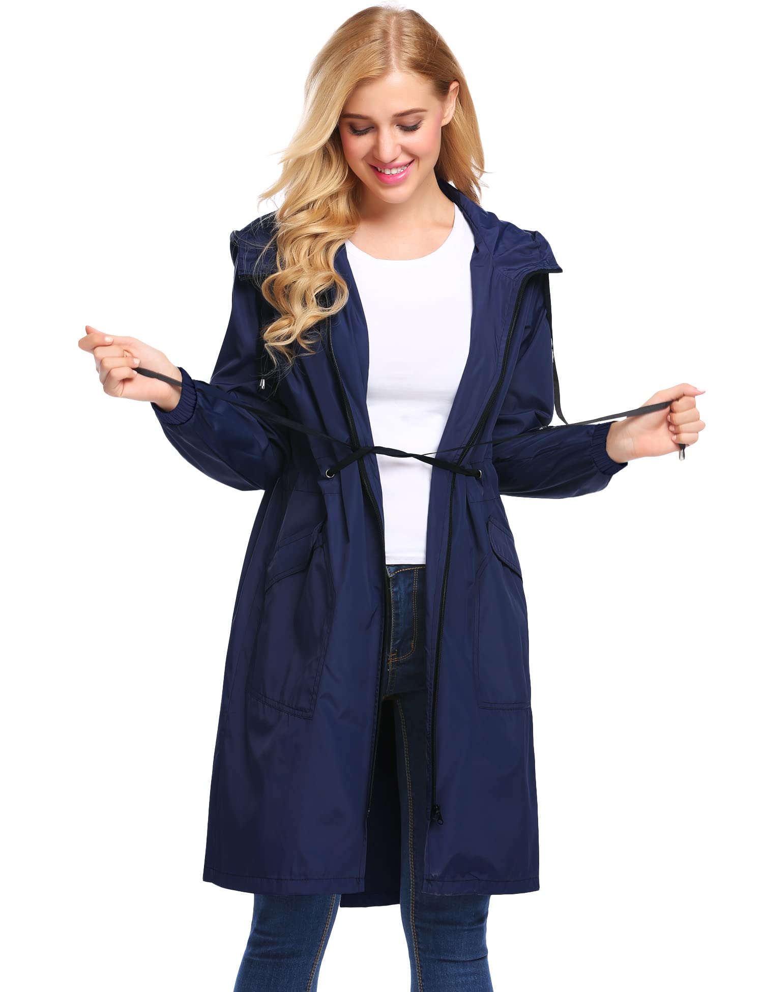 Elesol Women Rain Jacket Waterproof Lightweight Outdoor Hooded Raincoat Womens Running Winebreak Jackets