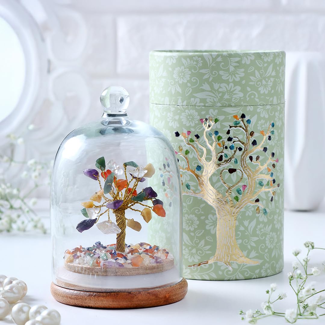 Astrotalk 7 Chakra Crystal Dome Tree | Align Chakras & Elevate Energy | Feng Shui Items for Good Luck | Home Decor for Living Room & Office | Housewarming Gifts | Aesthetic Home Decor Items