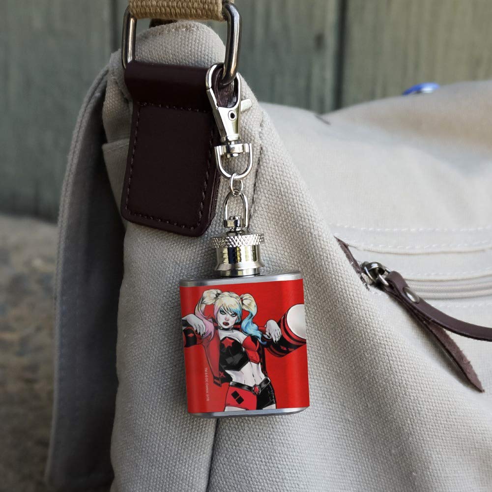Harley Quinn Character Stainless Steel 1Oz Mini Flask Key Chain