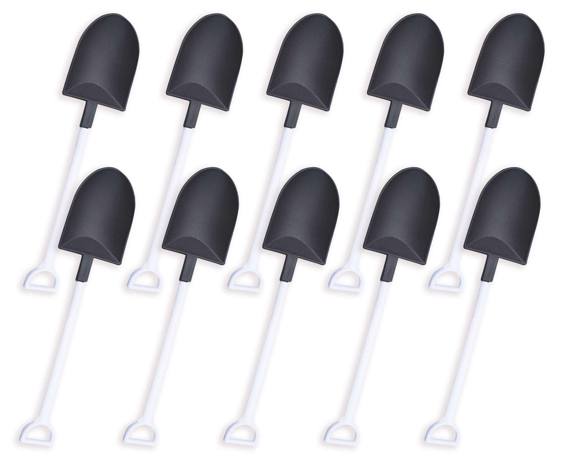 Oaaxbbecco Novelty Mini Shovel Shape Spoons Cute Disposable Plastic Dessert Spoons (50 Black+White Model 2)