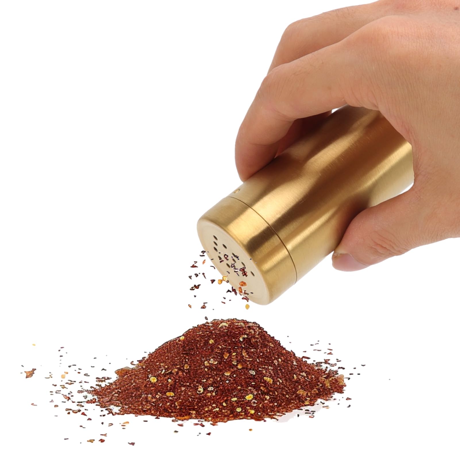 Chiciris Salt And Pepper Shaker, 2 Packs Stainless Steel Spice Shaker Gold Salt Container With Fine Mesh, Small Kitchen Gadgets,