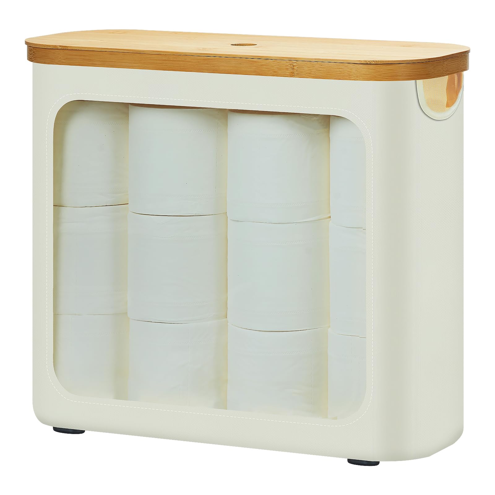 ROSOS Toilet Paper Storage with Lid, Large Toilet Paper Holder for up to 12 Rolls, Free Standing Bathroom Storage Organizer with