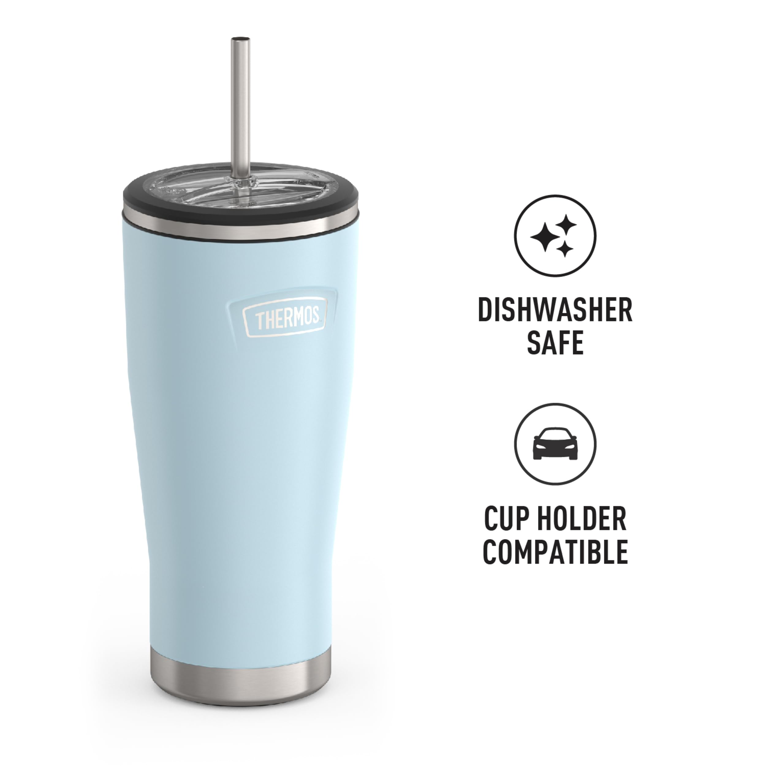 Icon Series By Thermos Stainless Steel Cold Tumbler With Straw, 24 Ounce, Glacier