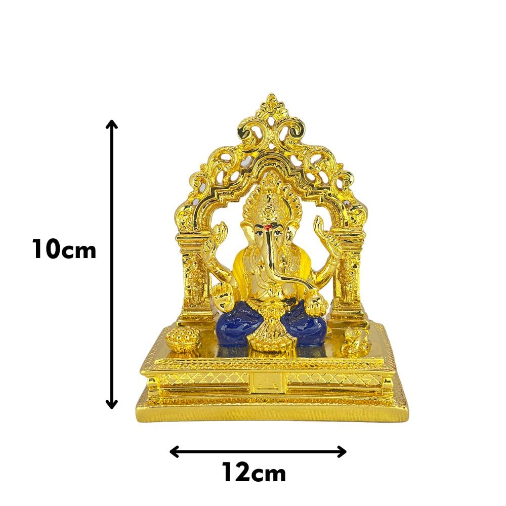 Aarya24Kt Gold Plated Singasan Arch Ganesha | Singhasan Ganpati Idol For Home Temple,Office Dcor & Gifting |Ganesha On Singasan